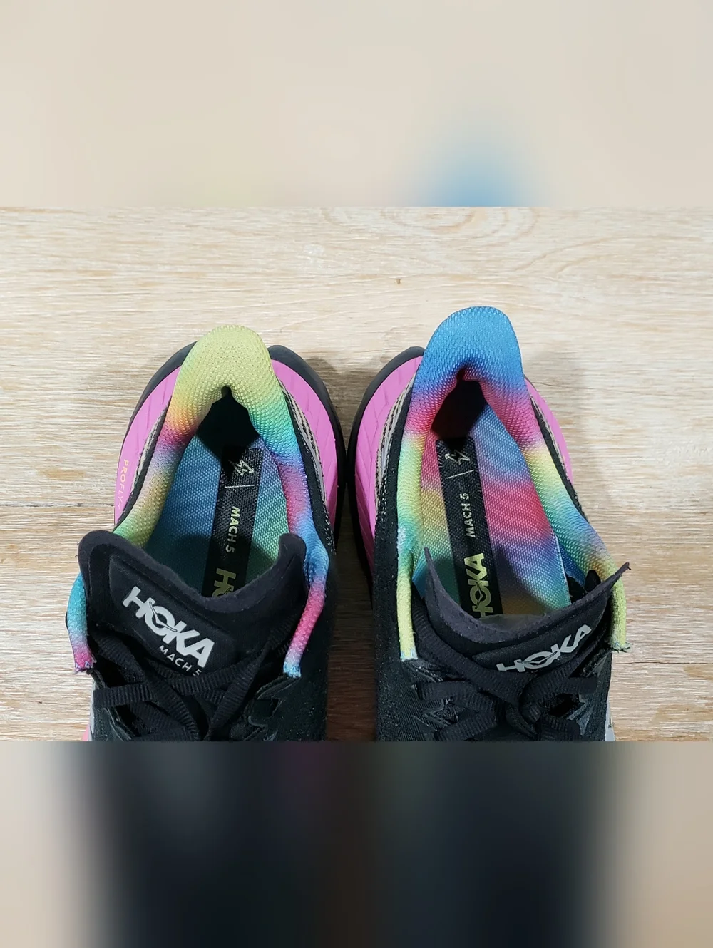 HOKA ONE ONE Men’s Mach 5 Black Rainbow/Pride Running Shoes (12D) Black/Multi